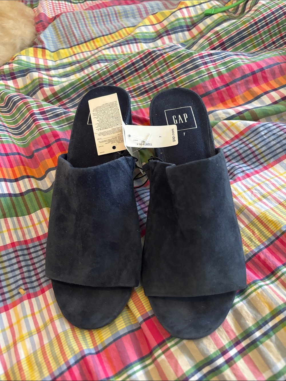 GAP Navy Suede Open-Toe Slide Mules